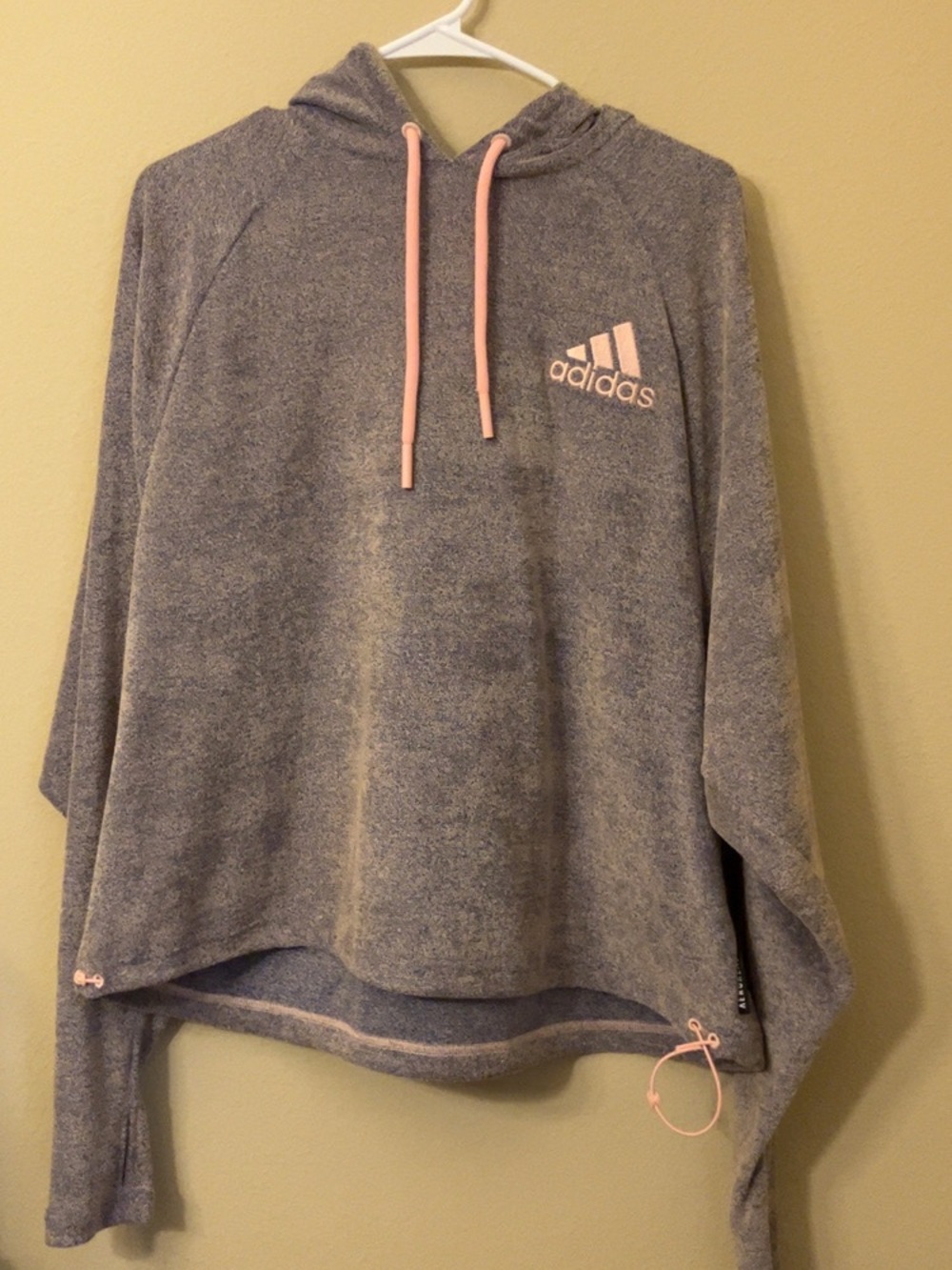 adidas Gray Hoodie with Pink Trim and Logo